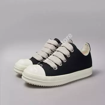 Мужские кроссовки R-o Design Черные парусиновые туфли Женские повседневные кроссовки Универсальные очень широкие шнурки Низкие кеды Ботинки 34