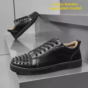 Мужские кроссовки Rivet, тренд весны 2025 года — стильный, нишевый, с низким верхом. 41 белый/чёрный