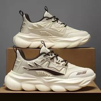 Мужские кроссовки Роскошные уличные кроссовки для мужской обуви Тренировочные легкие повседневные кроссовки Обувь для скейтборда Коренастая спортивная обувь 41 бежевый