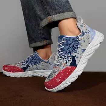 Мужские кроссовки Рождественская обувь Удобная Нескользящая На шнуровке Прочная обувь для мужчин Уличная Обувь для бега Спортивная обувь Мужские Женские кроссовки 44