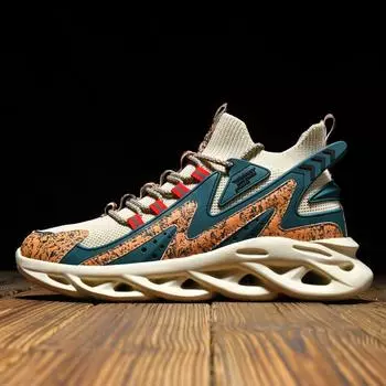 Мужские кроссовки с амортизирующей подошвой, носки, беговая спортивная обувь, уличные дышащие кроссовки, мужские повседневные туфли с граффити 39