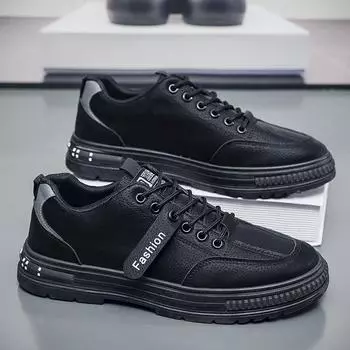 Мужские кроссовки с круглым носком для пешего туризма, рекомендуемые износостойкие, дышащие, удобные, универсальные, с основным толчком, классические, нескользящие 39 чёрный