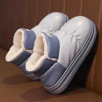 Мужские кроссовки с круглым носком, гибкие, повседневные, водонепроницаемые, удобные, нескользящие, износостойкие, плюс бархат, сохраняющие тепло, модные, универсальные 38 темно-синий