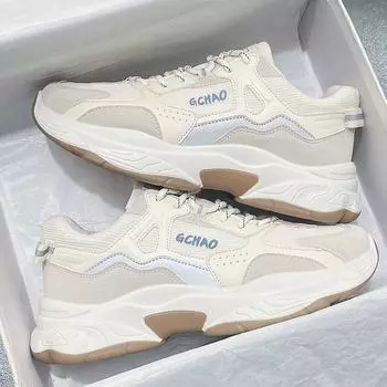 Мужские кроссовки с мягкой подошвой, модные, нескользящие, износостойкие, кроссовки класса люкс, универсальные, повседневные туфли на шнуровке, обувь для ходьбы 39 бежевый