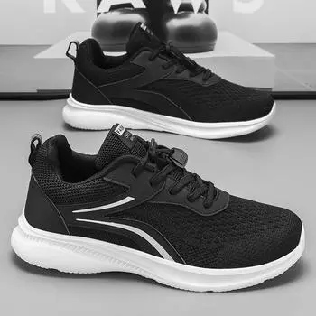 Мужские кроссовки с одной педалью, летние, дышащие, сетчатые, для бега, для подростков, черные, для отдыха и путешествий, для папы 39