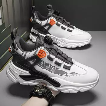 Мужские кроссовки с поворотной пряжкой, весенние, новые, легкие, для взрослых, спортивные туфли, повседневные, дышащие, кроссовки для бега, универсальные, для папы 39 серый