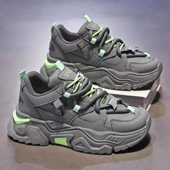 Мужские кроссовки с толстой подошвой, увеличивающие рост, дышащие, повседневные туфли для мужчин, модные толстые кружевные вулканизированные туфли, мужская походная обувь 39
