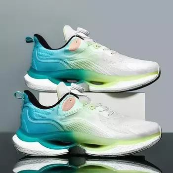 Мужские кроссовки с вращающейся пряжкой, светящиеся кроссовки для бега, модная универсальная амортизирующая повседневная обувь, модная женская обувь с низким верхом из сетки 36 чёрный