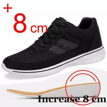Мужские кроссовки сетчатые дышащие 8 см 6 см дополнительная обувь для мужчин черные кроссовки для увеличения роста повседневные кроссовки для бега по теннису 37