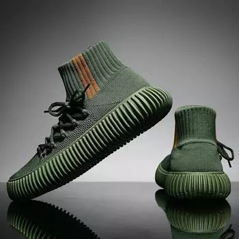 Мужские кроссовки сетчатые дышащие повседневные туфли мужские уличные спортивные туфли легкие вулканизированные туфли прогулочные носки ботинки Zapatillas 42 зелёный