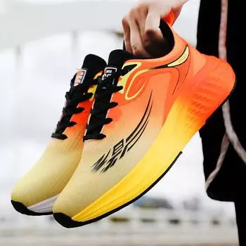 Мужские кроссовки сетчатые удобные плоские повседневные кроссовки на шнуровке тренировочные кроссовки удобные сетчатые теннисные туфли модная обувь для ходьбы для мужчин 39 оранжевый