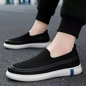 Мужские кроссовки Slip on, повседневные трикотажные мокасины с сеткой, легкие кроссовки для ходьбы, кроссовки для вождения, обувь для тренировок в спортзале для мужчин, удобная обувь для бега 39