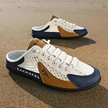 Мужские кроссовки Slip-On, стильные, дышащие, сетчатые, для отдыха на природе, пляжа, повседневные, универсальные, слипоны 39 зелёный