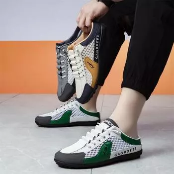 Мужские кроссовки Slip-On, стильные, дышащие, сетчатые, для отдыха на природе, пляжа, повседневные, универсальные, слипоны 44