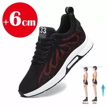 Мужские кроссовки стельки для увеличения высоты 6 см вставки для мужчин обувь для увеличения высоты более высокие скрытые каблуки дышащая повседневная обувь для увеличения высоты 37