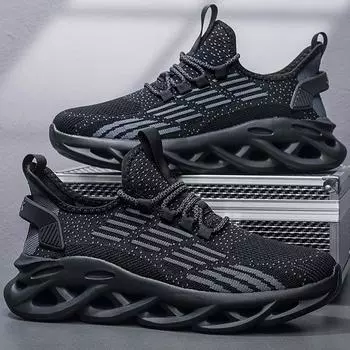 Мужские кроссовки Сверхлегкие кроссовки Повседневная спортивная обувь Рыбья чешуя Большой размер Фитнес Теннисные туфли 39 чёрный