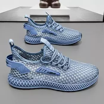 Мужские кроссовки, светло-белые дышащие кроссовки для мужчин, летние сетчатые кроссовки на шнуровке для уличной ходьбы, Zapatillas De Deporte 39