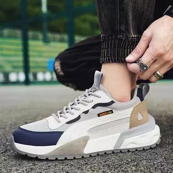 Мужские кроссовки, ультра легкие, дышащие, удобные прогулочные туфли, повседневные модные кроссовки, спортивная обувь с сеткой 38 чёрный