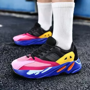 Мужские кроссовки Уличная мода Цвет Соответствие Сетка Дышащие кроссовки Теннисные тренировочные туфли 39