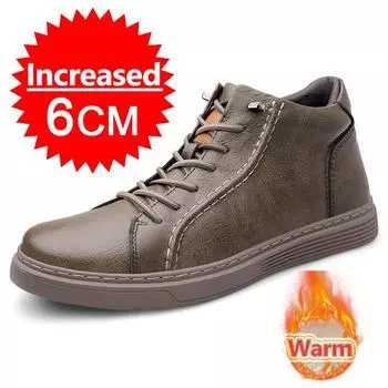 Мужские кроссовки, увеличивающие рост, скрытый каблук, кожаные туфли, увеличивающие рост на 6 см, повседневная спортивная обувь, большой размер 36-46 36