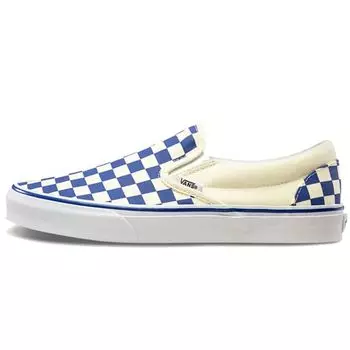 Мужские кроссовки Vans Classic Slip-On Primary Check Blue True-Blue White VN0A38F7P0U