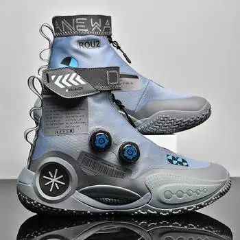 Мужские кроссовки в спортивном стиле на открытом воздухе, вязаные дышащие высокие баскетбольные кроссовки, повседневная спортивная обувь, износостойкие туфли 36