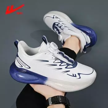 Мужские кроссовки Warrior Dad Shoes с мягкой подошвой, без шнурков, с вращающейся пряжкой, повседневные кроссовки 39 чёрный