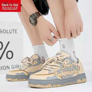 Мужские кроссовки Warrior WXY-G559C 2024 года на осень: Дышащая, легкая, популярная повседневная спортивная обувь для пар 44 хаки/серый