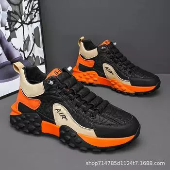 Мужские кроссовки весна 2024 новые мужские спортивные и повседневные туфли толстая подошва усиливающая воздухопроницаемость универсальные мужские кроссовки Forrest Gump 39 бежевый