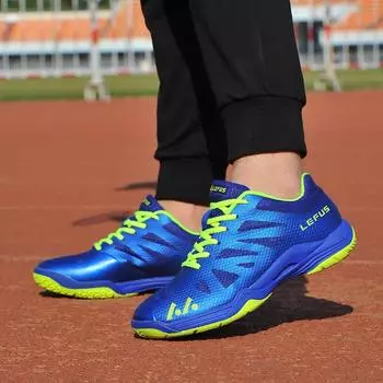 Мужские кроссовки высокого качества, обувь для бадминтона, спортивные дышащие женские и мужские теннисные туфли, женские спортивные мужские кроссовки 45 синий