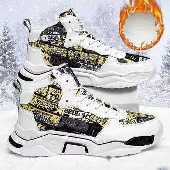 Мужские кроссовки зимняя мода плюс бархат теплая спортивная обувь роскошные удобные зимние ботинки 39