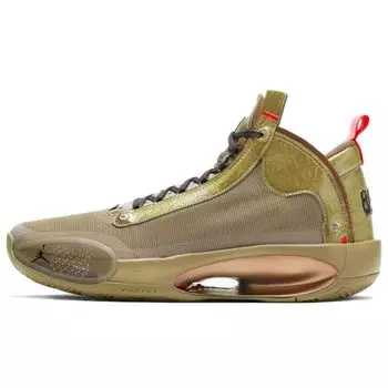 Мужские кроссовки Zion Williamson x Air Jordan 34 Bayou Boys Зеленый Коричневый-Келп Ярко-Малиновый DA1897-300