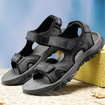 Мужские крупномасштабные уличные пляжные сандалии для альпинизма, легкие волшебные тапочки 39 оранжевый/серый