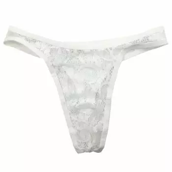 Мужские кружевные прозрачные трусы с Т-образным вырезом и сексуальным узором One Size