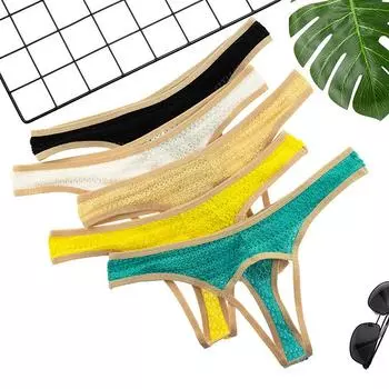 Мужские кружевные стринги: Сексуальный большой размер с соблазнительным полым дизайном XL (86-92 cm)