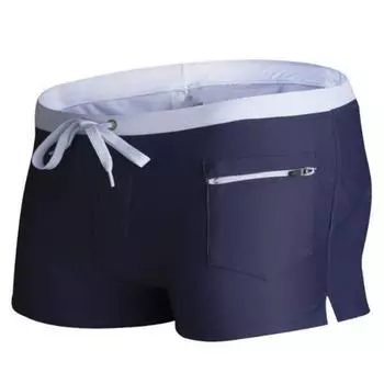 Мужские купальники с цветными блоками, плавки на шнурке, шорты-боксеры для серфинга M чёрный