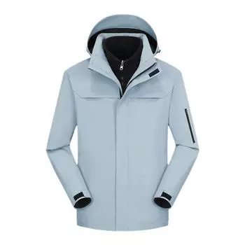 Мужские куртки 3 в 1 Водонепроницаемые зимние куртки Куртки для снега Ветрозащитная куртка с капюшоном и внутренним флисовым пальто M серый