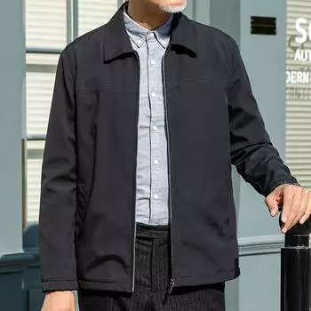 Мужские куртки для пожилых людей среднего возраста, большие размеры, весенний блейзер, однотонная осенняя деловая повседневная куртка, костюм для папы, большие размеры XXXXL чёрный