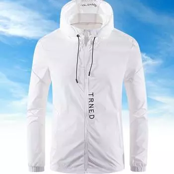 Мужские куртки из ледяного шелка, быстросохнущие водонепроницаемые спортивные пальто с капюшоном, ветровка, топ с капюшоном, солнцезащитный крем, пляжный топ M серый/синий