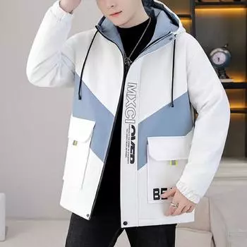 Мужские куртки Молодежные куртки Весна и осень Повседневная Красивая студенческая одежда с капюшоном Мужские комбинезоны Пальто XS чёрный