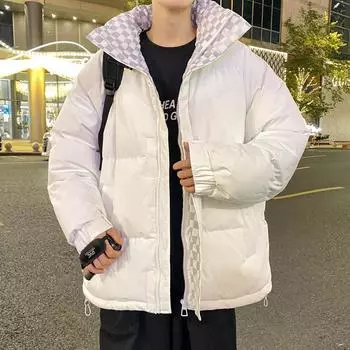 Мужские куртки на хлопковой подкладке для мужчин и женщин, новый зимний стиль, утепленное пальто, модная брендовая куртка на хлопковой подкладке для пары, воротник-стойка S