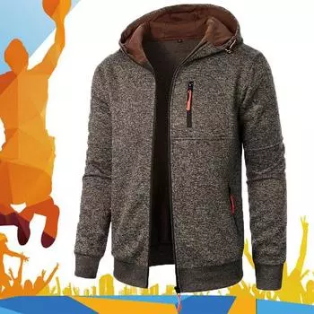 Мужские куртки на молнии, теплая куртка-бомбер, осенне-зимние повседневные толстовки с капюшоном, пальто на молнии, модная мужская верхняя одежда с капюшоном, трикотажная толстовка с капюшоном Yasheng S чёрный