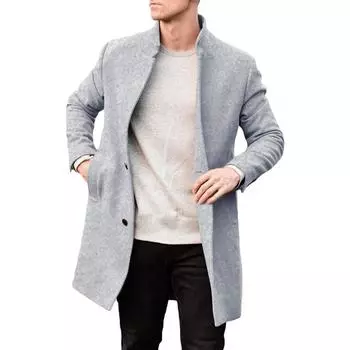 Мужские куртки осень и зима новые толстые шерстяные мужские пальто и пальто M чёрный