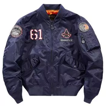 Мужские куртки Пальто Куртка-бомбер Мужская пилотная летная куртка Хип-хоп Уличная одежда Серый Темно-синий Черный Плюс размер Куртка ВВС Мужская M синий
