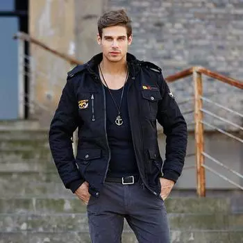 Мужские куртки свободного покроя большого размера, военная рабочая одежда, повседневная бархатная утолщенная теплая куртка средней длины M