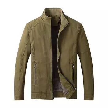 Мужские куртки, толстое теплое флисовое пальто, мужская зимняя верхняя одежда, повседневная военная байкерская куртка, мужская модная однотонная воротник-стойка M зелёный