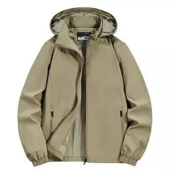 Мужские куртки весна-осень уличное ветрозащитное повседневное пальто с капюшоном куртка ранней весны тренд M хаки