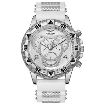 Мужские кварцевые часы 2024 года в европейском и американском стиле с большим циферблатом и силиконовым ремешком - Популярны на Ближнем Востоке. Silver Case Black Dial Black Strap