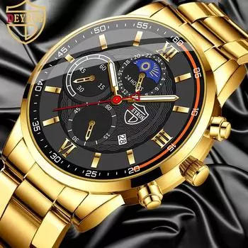 Мужские кварцевые часы DEYROS с календарем, модные деловые наручные часы из нержавеющей стали с круглым циферблатом, лучшие подарки для него