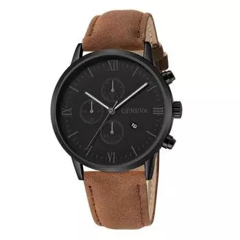 Мужские кварцевые часы Geneva Calendar - повседневный деловой стиль